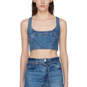 FRAME blue denim corset top